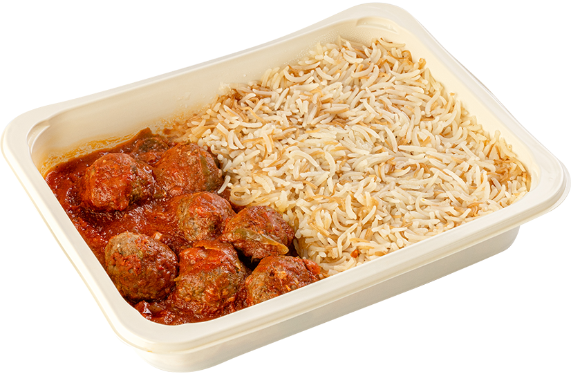 Meatballs in tomato sauce with Basmati rice