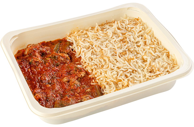 Okra with Beef cubes and Basmati Rice